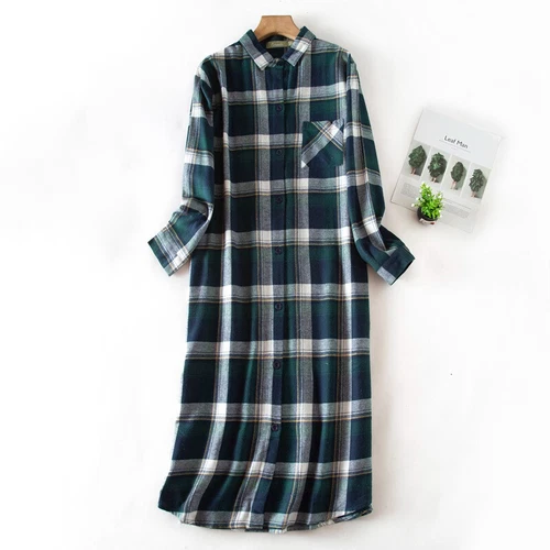 US Women's Flannel Cotton Long Sleeve Nightgown Nightwear Sleepwear/Sleep Dress - Bild 60 von 60