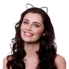 Diamante Cat Ears Ladies Kitten Cat Halloween Fancy Dress Costume Accessory