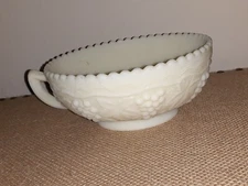 Vintage Imperial Glass Grape And Leaf Single Handed Nappy Bowl
