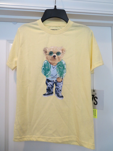 NWT NEW Unisex Youth sz. 10 - 12 shirt yellow T shirt Bear in cool outfit $68