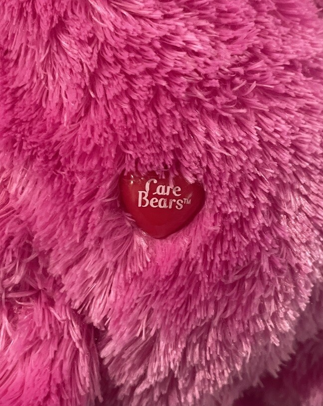 2006 Care Bears SHINE BRIGHT BEAR Plush Pink Sunshine Belly Floppy