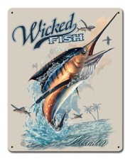 "Marlin" Wicked Fish Metal Sign - Hand Made in the USA with American Steel