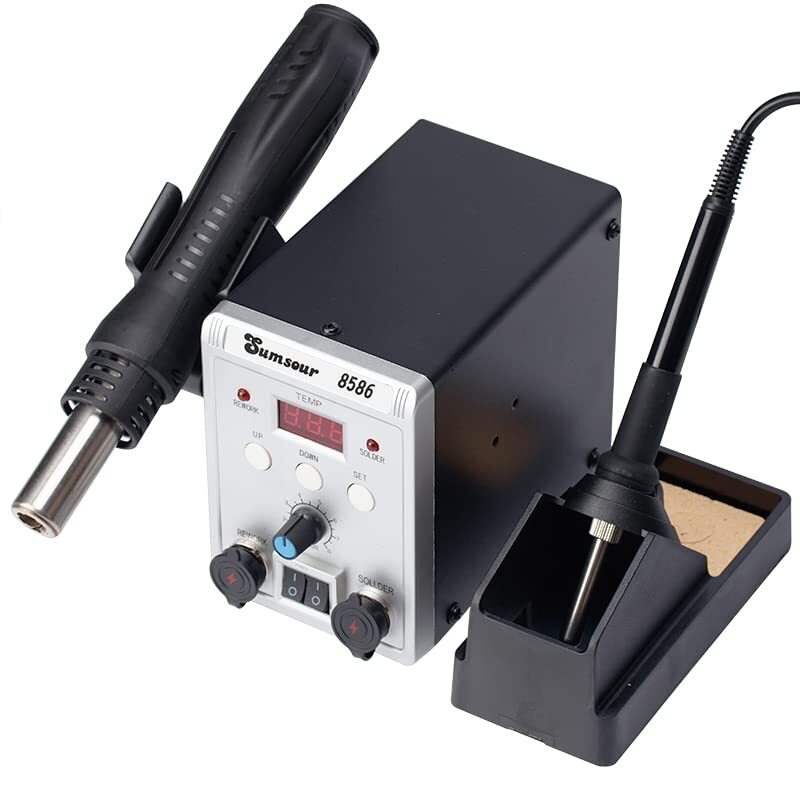 Soldering Station Black 8586 700W 110V Hot Air Gun Solder Iron SMD SMT BGA Rework Desoldering Welding Repair Tools (Black 8586 SET-1
