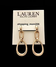 Lauren Ralph Lauren Gold Tone Double Hoop Drop Earrings