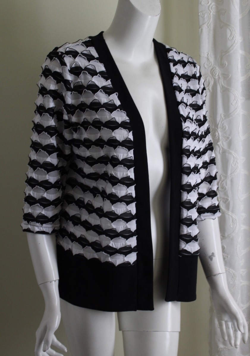 Artex Sz M Black White Textured 3/4 Open Jacket Art-to-Wear Fabric