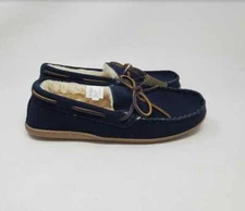 NEW MEN'S  J CREW CLASSIC SUEDE MOCCASIN SLIPPERS IN NAVY BLUE