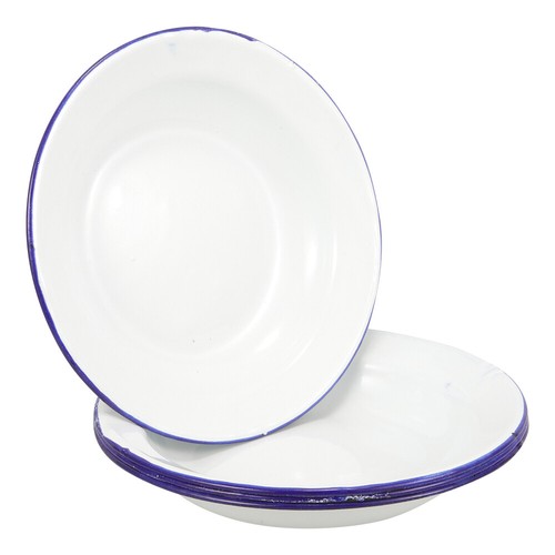 4 Pcs Enamel Plate Platters for Serving Food Party Unbreakable Plates