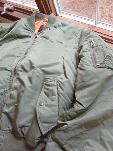 Vintage Alpha Industries Ma-1 Flyer’s Bomber Jacket Men’s Large Green Reversible - Picture 2 of 11