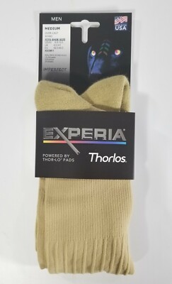 Thorlos Experia Khaki Dress Over Calf Padded Crew Socks 45% Thor-Wick M 8.5-10
