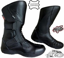 BLACK DOUBLE BUCKLE MENS MOTORBIKE / MOTORCYCLE TOURING LEATHER SHOES / BOOTS