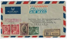 THAILAND 1951 GERMANY SIAM BANKOK REGISTERED AIR MAIL COVER TO BERLIN KLM DUTCH 