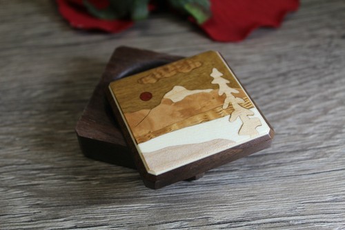 Compass Box Pocket Military Camping Army Hiking camping Wood Mountain Handmade - Picture 4 of 5