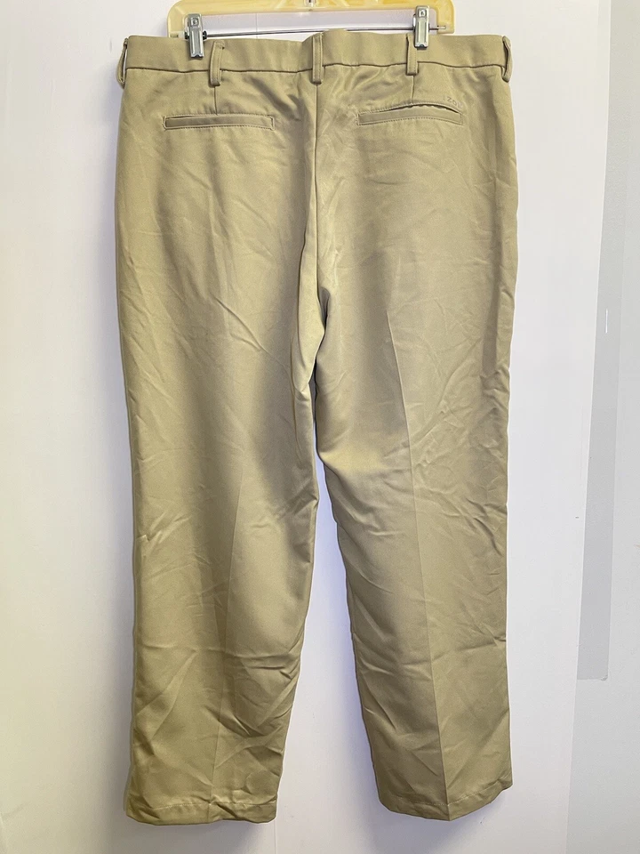 IZOD Golf Men's 38/30 Classic Fit Flat Front Beige Pants - Image 3 of 4