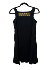 Versus Versace Black Gold Safety Pin Detail Sleeveless Mini Dress - IT 40 / UK 8