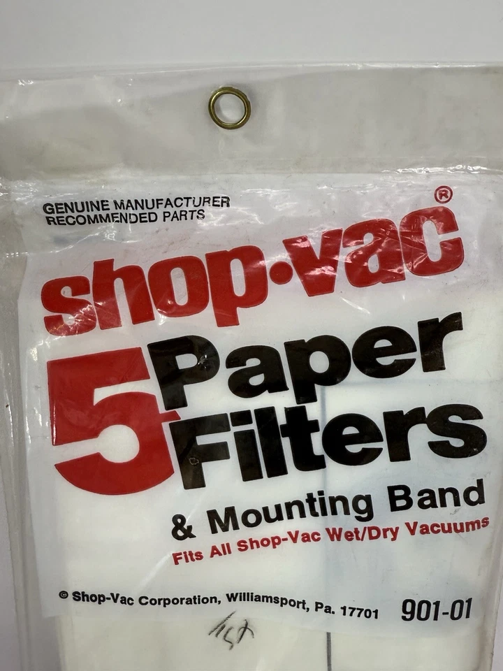 NEW NOS Vintage Shop-Vac 5 Pack Paper Filters & Mounting Band Wet/Dry Vacuums - Image 4 of 4