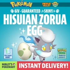 ✨ SHINY HISUIAN ZORUA EGG ✨ ZOROARK! YOUR OT! 6IV! for Pokemon Scarlet & Violet!