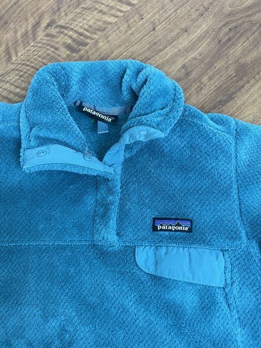 Women's Patagonia Fleece Pullover SZ XS T Snap Turquoise Blue - Picture 2 of 4