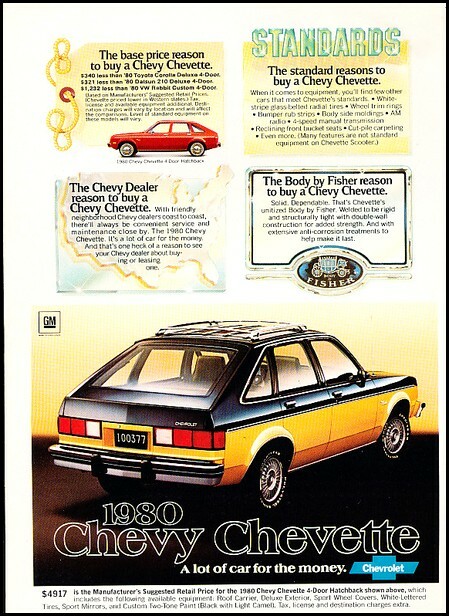 1980 Chevrolet Chevette Chevy Original Advertisement Print Art Car
