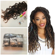 Faux locs crochet hair 18in/6 Pack/21 Locs Per Pack/ Brown Ombr 