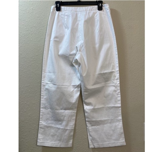Worthington Women's Cropped Capri Ankle Pants Size 10 White Embroidered Stretchy - Picture 5 of 6