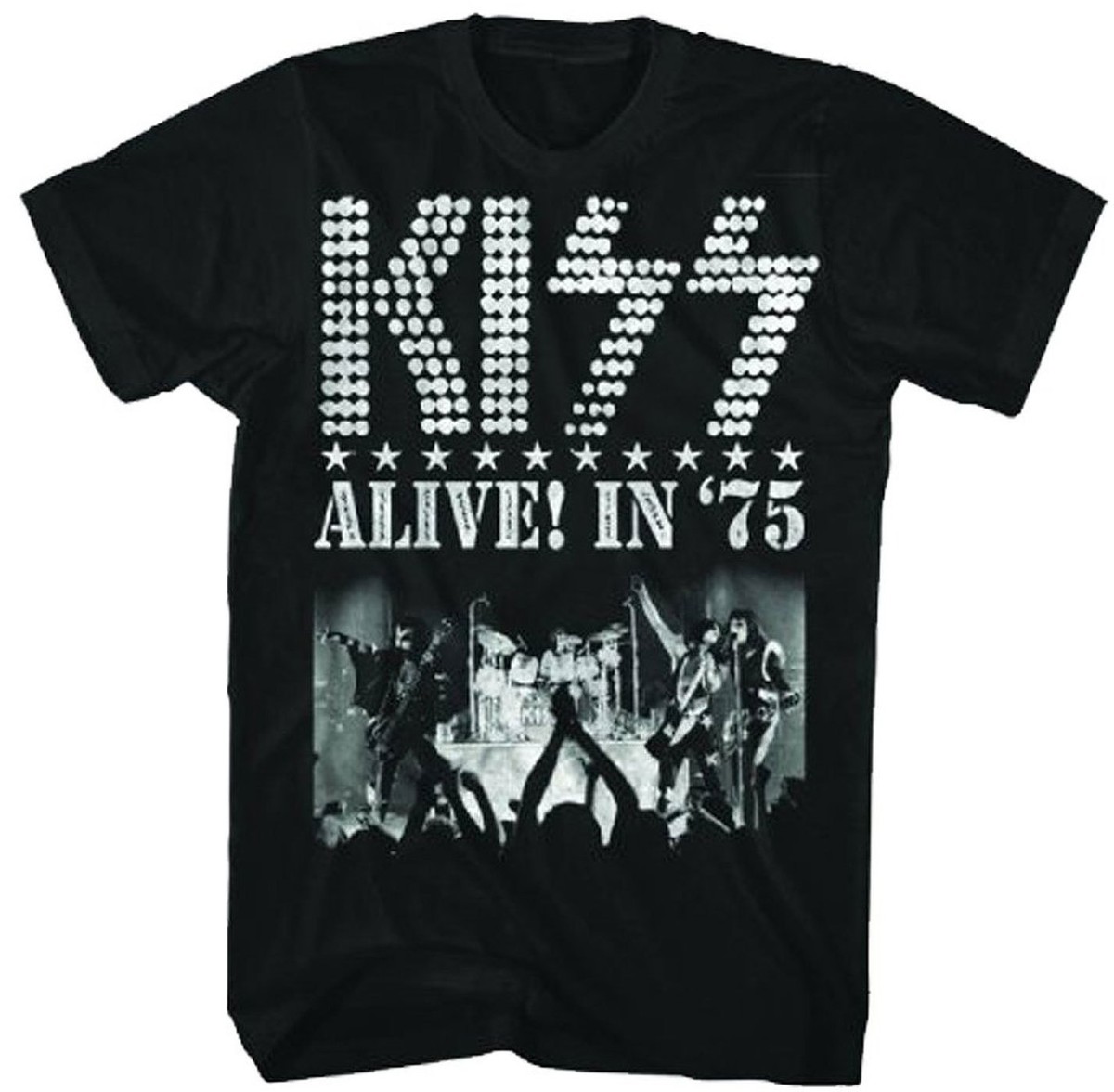 Official Kiss Alive in '75 Adult T-Shirt - Hard Rock Band Gene