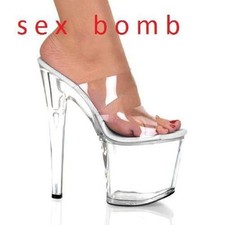 Sexy SANDALI doppia banda tacco 19 dal 35 al 42 TRASPARENTE plateau sabot CLUB 