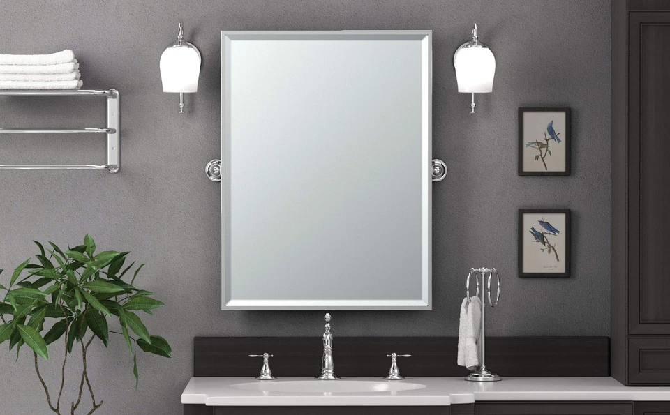 "Espejo pivotante rectangular con marco grande 5079FS Designer II, 32,5"" H, cromado" Foto 4 de 4