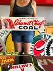 Vintage Old Style Sign Calumet Chief Coal NOT Porcelain Made in USA 25x8