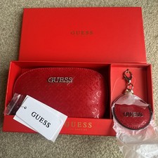 Guess Red Purse Mini Bag, Makeup Bag + Mirror Keyring Gift Set, Brand New Boxed