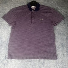 Lacoste SS Slim Fit Polo Men's 5 M Navy w/ Pink Micro Geometric Pattern Logo