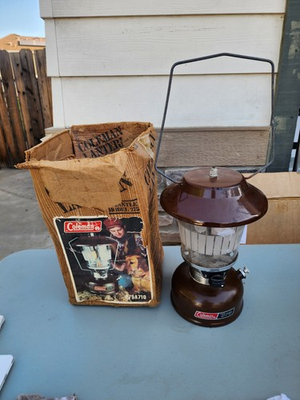 #ad Vintage Coleman Model 275 Brown Camping Lantern w Original Box 275A710 $82.00