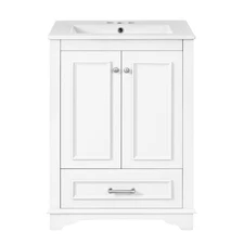 24'' Bathroom Vanity with Ceramic Sink Combo, Modern Freestanding Storage