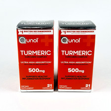  2 Pack Qunol Turmeric Curcumin Complex, 500mg 21 Capsules Each Exp 08/26