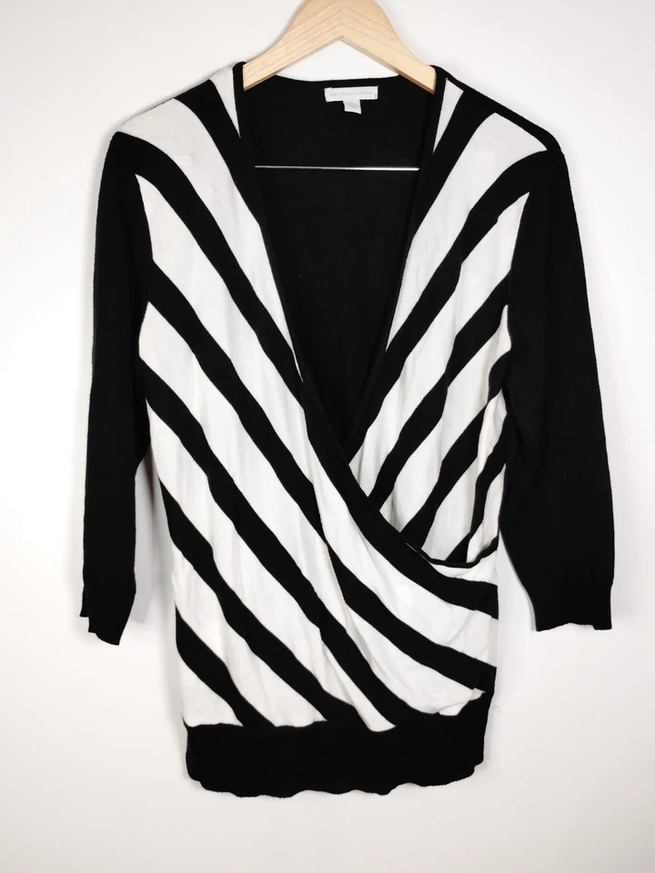 Suéter New York & Company Mujer Manga 3/4 Cebra Cuello Profundo Academia Gótico XL Foto 2 de 4