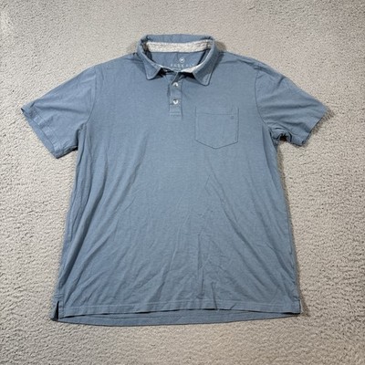 Free Fly Polo Shirt Mens Sz M Blue Performance Bamboo Slub Casual