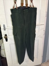 VINTAGE WOOLRICH Malone Wool 1971 DARK GREEN Heavy Hunting Pants 36 W/Suspender