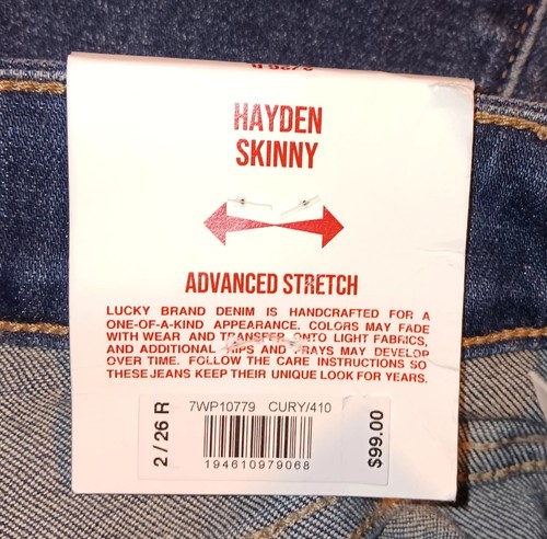 LUCKY BRAND HAYDEN SKINNY STRETCH BLUE JEANS SZ 2/26 REGULAR NWT RETAILS $99 - Picture 5 of 8