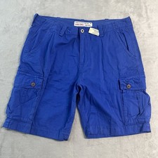 NWT American Eagle Cargo Shorts Mens 42 Blue Classic Length Utility Cotton Y2K
