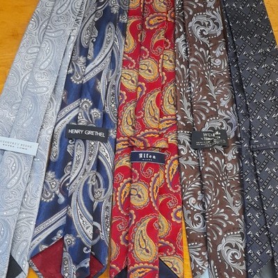 Geoffrey Beene Henry Grethel Altea Wem Ferre 5 Men's Silk Ties Paisley Geometric