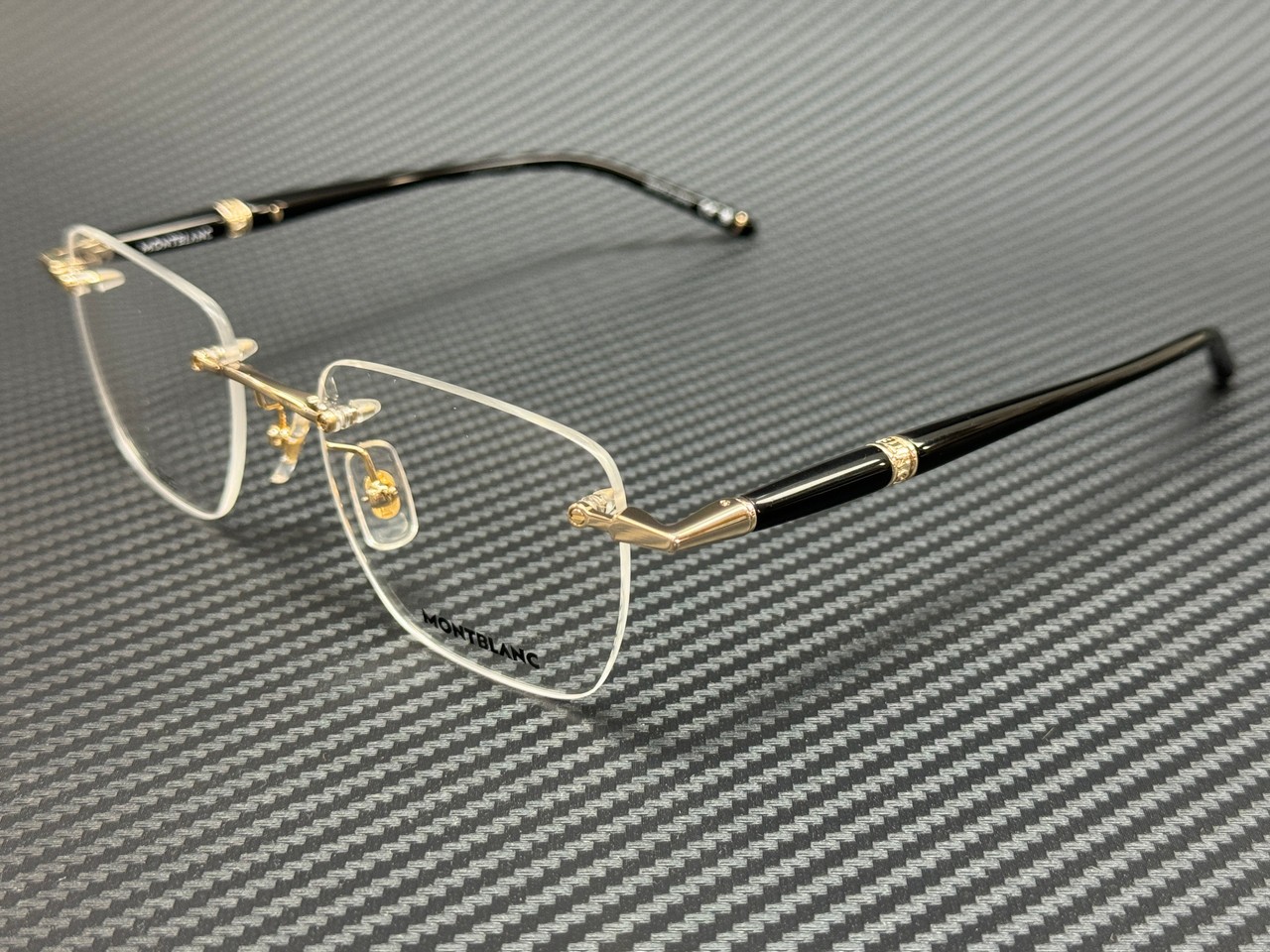 MONT BLANC MB0346O 001 Gold Black Men 53 mm Extra Large Eyeglasses