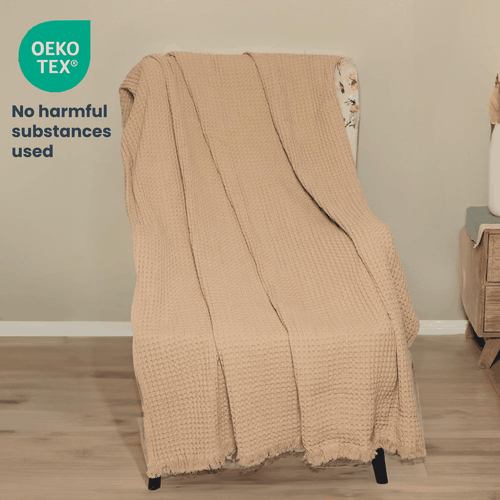 The Fine Living Co. 100% Cotton Waffle Weave Throw Blanket Lightweight Soft - Picture 5 of 7