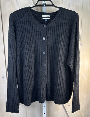 Women's V-Neck Women's Rib  Cardigan Sweater Universal Thread Black 4X New