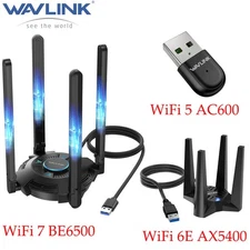 USB WiFi Adapter for Desktop PC BE6500 AX5400 WiFi 7 6 Adapter USB Dual Band
