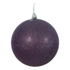Vickerman 6" Plastic Ball Ornaments in Glitter Plum Purple (Set of 4)