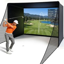 Golf Simulator Enclosure 10x 8ft Golf Training Cage 4K-Ready Impact Screen Net