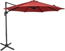 10FT Offset Patio Umbrella Cantilever Hanging Umbrella w/ Crank  360  Rotation