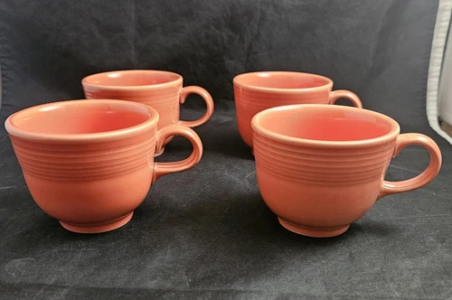 VTG Fiesta Ware Persimmon Homer Laughlin Coffee Tea Mugs Cups USA Set of 4 HTF