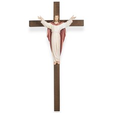 Auferstandener Christus auf Kreuz 28 cm Holz handbemalt &ndash; PEMA S&uuml;dtirol color