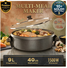 Premium 40CM 9L Electric Multi Cooker Pot Frying Pan Meal Maker Skillet Large UK