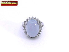 FABULOUS 14 KARAT WHITE GOLD .65CTTW F/VS2 DIAMOND  MOONSTONE RING USA SIZE 4.5